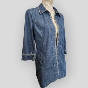 Bleu Bayou Denim Jacket with Clear Crystals size small